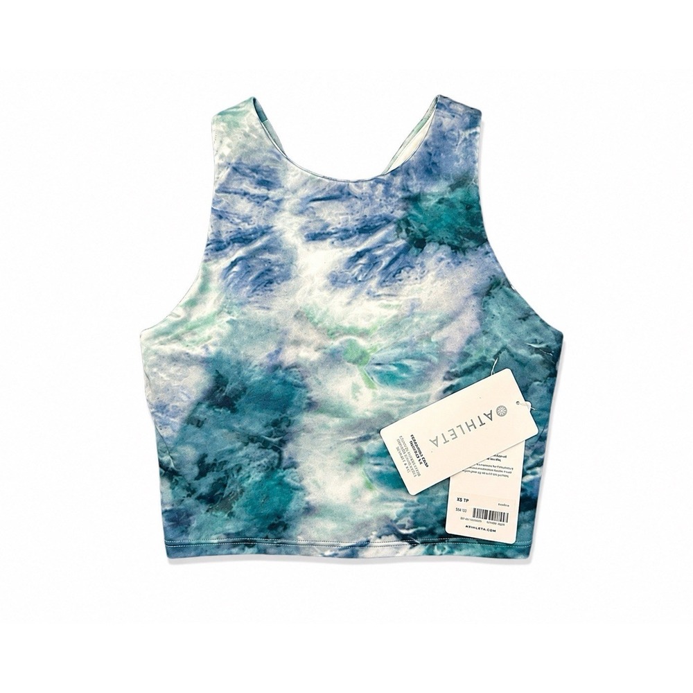 Athleta Conscious Longline High Neck Tie Dye Sports Bra Yoga Tank‎ Size XS NWT